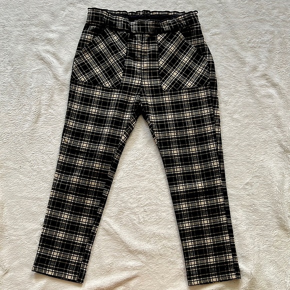 Zara Girls Ruffled Waist Plaid Pants 4-5T - Picture 1 of 3